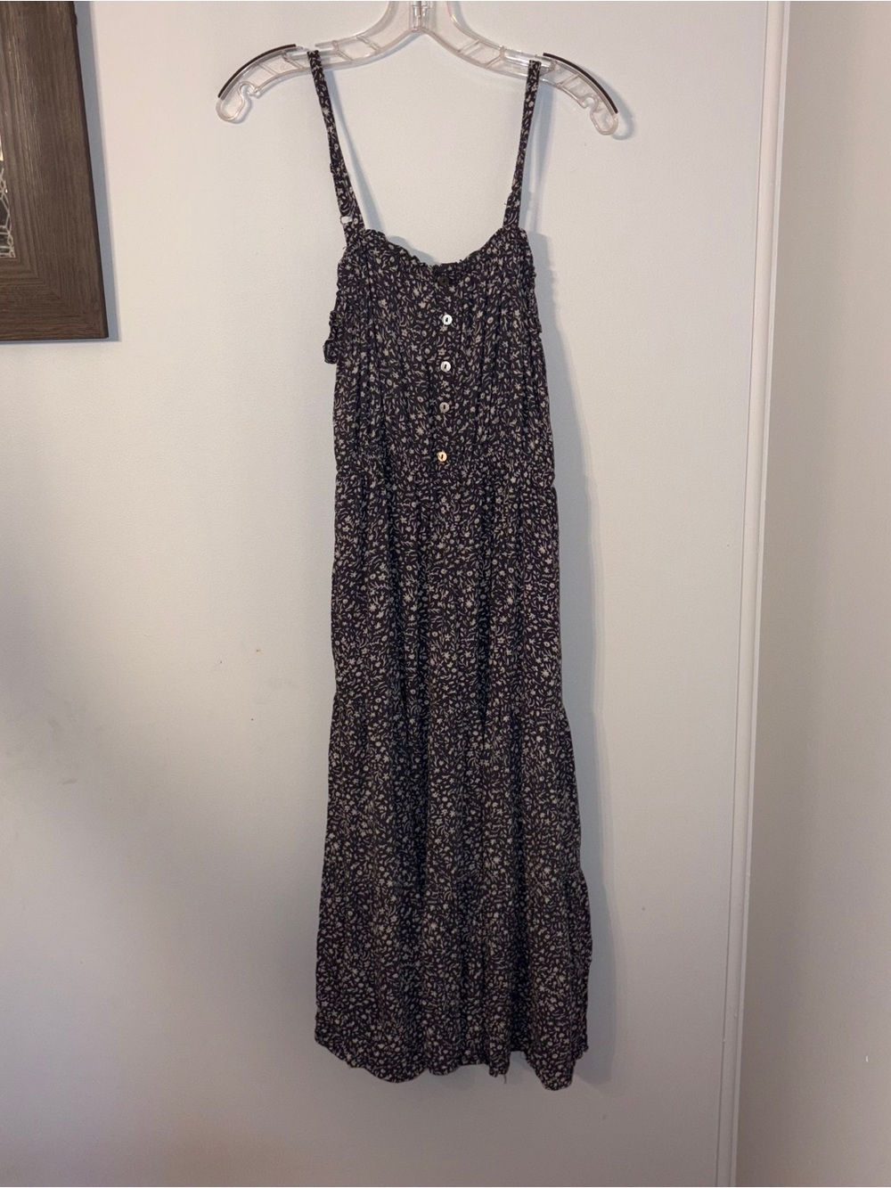 Universal thread Button-Front Floral Maxi Dress Blue Size Medium